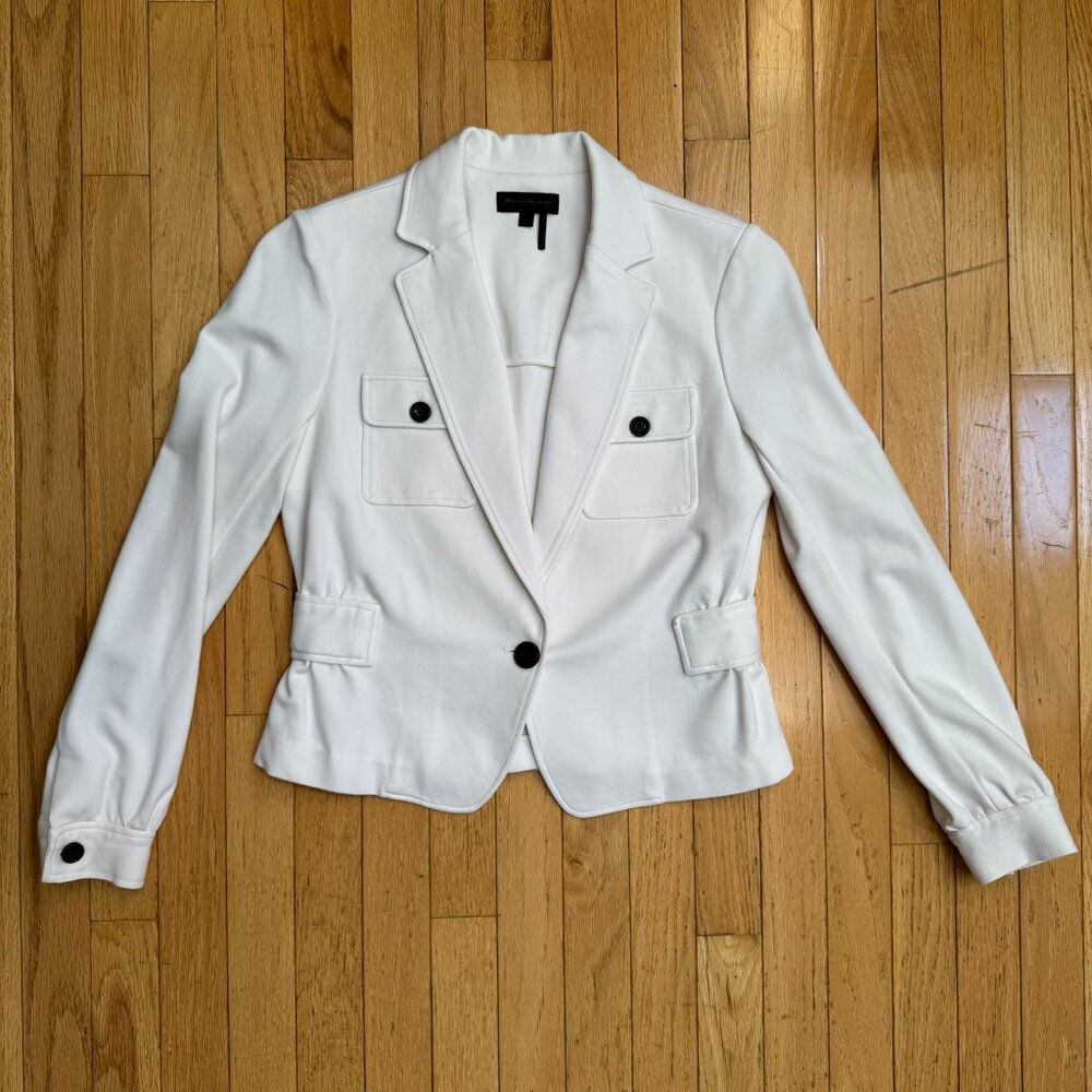 Donna Karan New York White Tailored Stretch Blazer Size 6